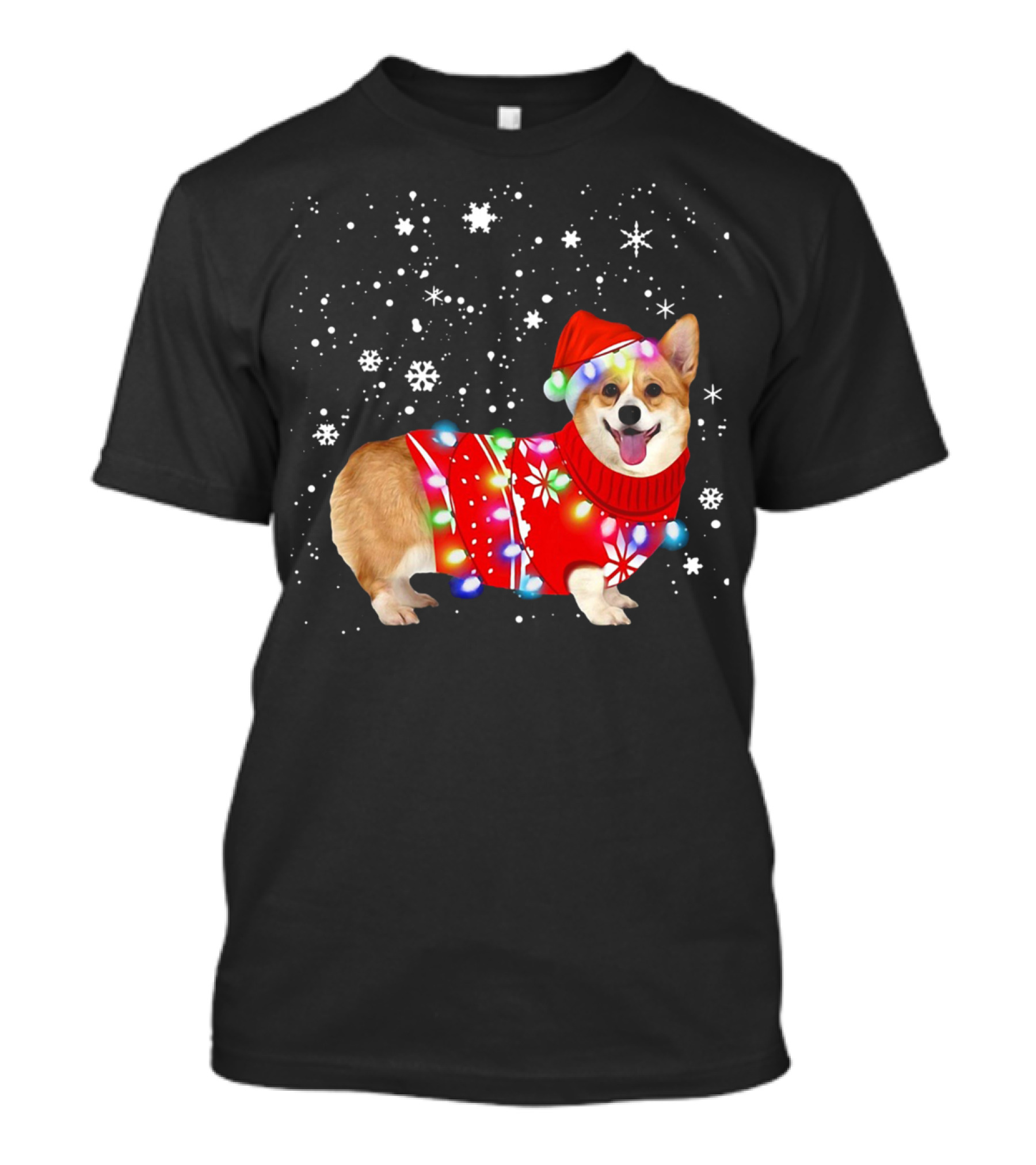 Corgi Lovely Christmas Light Snowflake Holiday T-Shirt