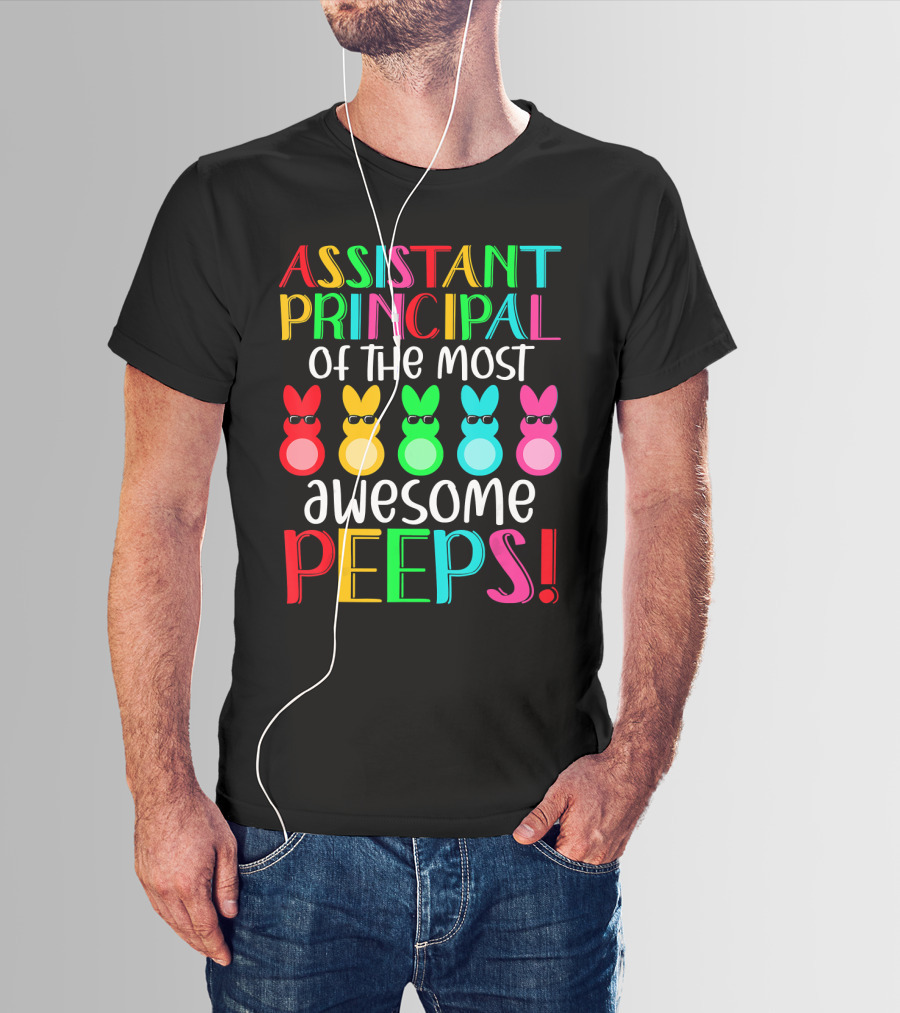 Assistant Principal Of The Most Awesome Peeps Multicolored Rabbit Characters T-Shirt