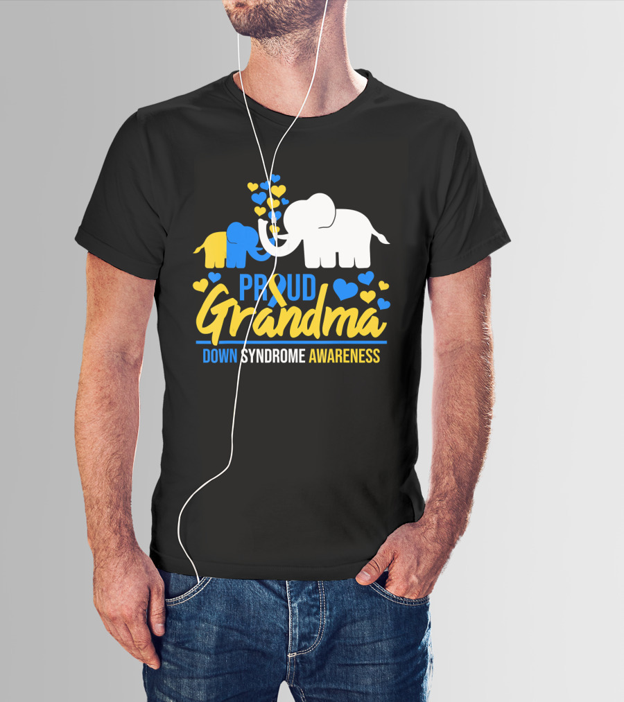 Proud Grandma Down Syndrome Awareness Elephant Hearts T-Shirt