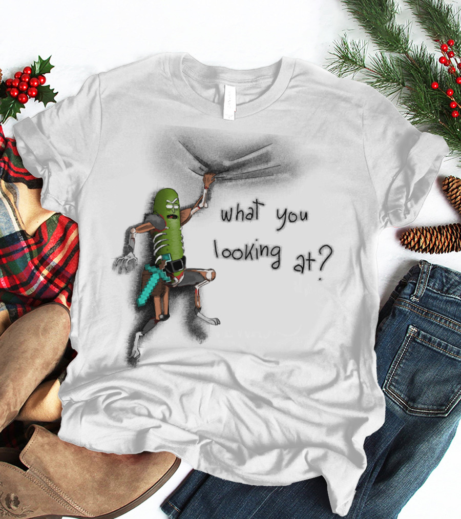 What You Looking At Pickle Rick Adventure T-Shirt