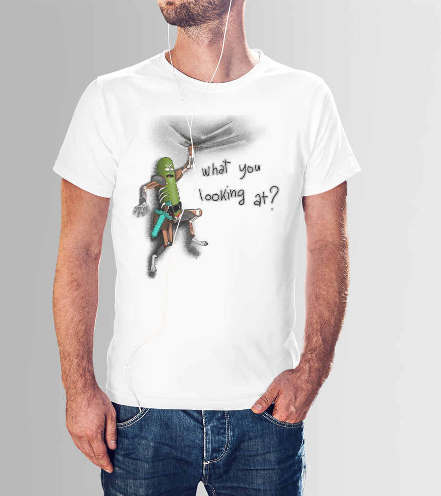 What You Looking At Pickle Rick Adventure T-Shirt