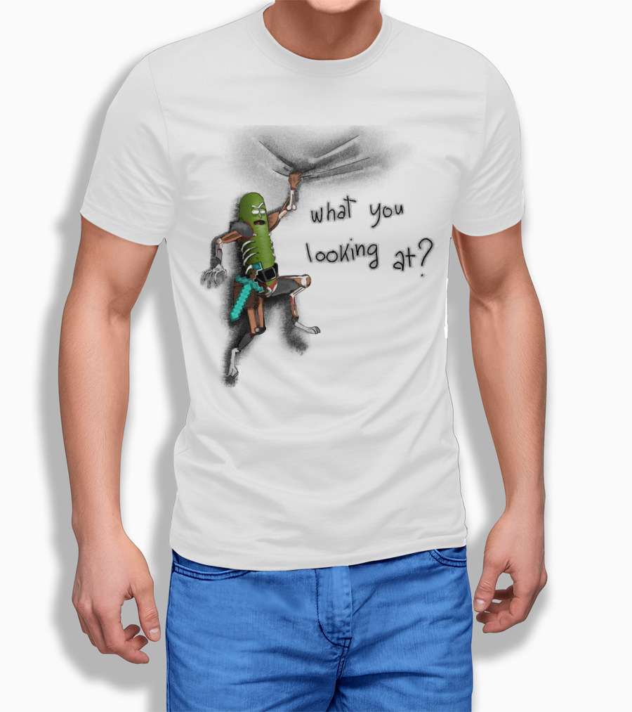 What You Looking At Pickle Rick Adventure T-Shirt