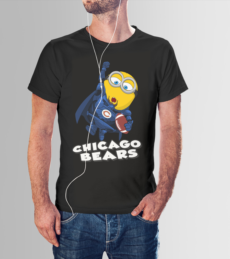 Chicago Bears Minion Football Character With Cape T-Shirt