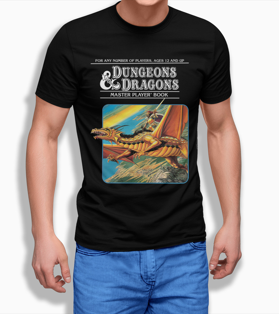 Dungeons And Dragons Master Player Book Vintage Dragon Rider Adventure T-Shirt