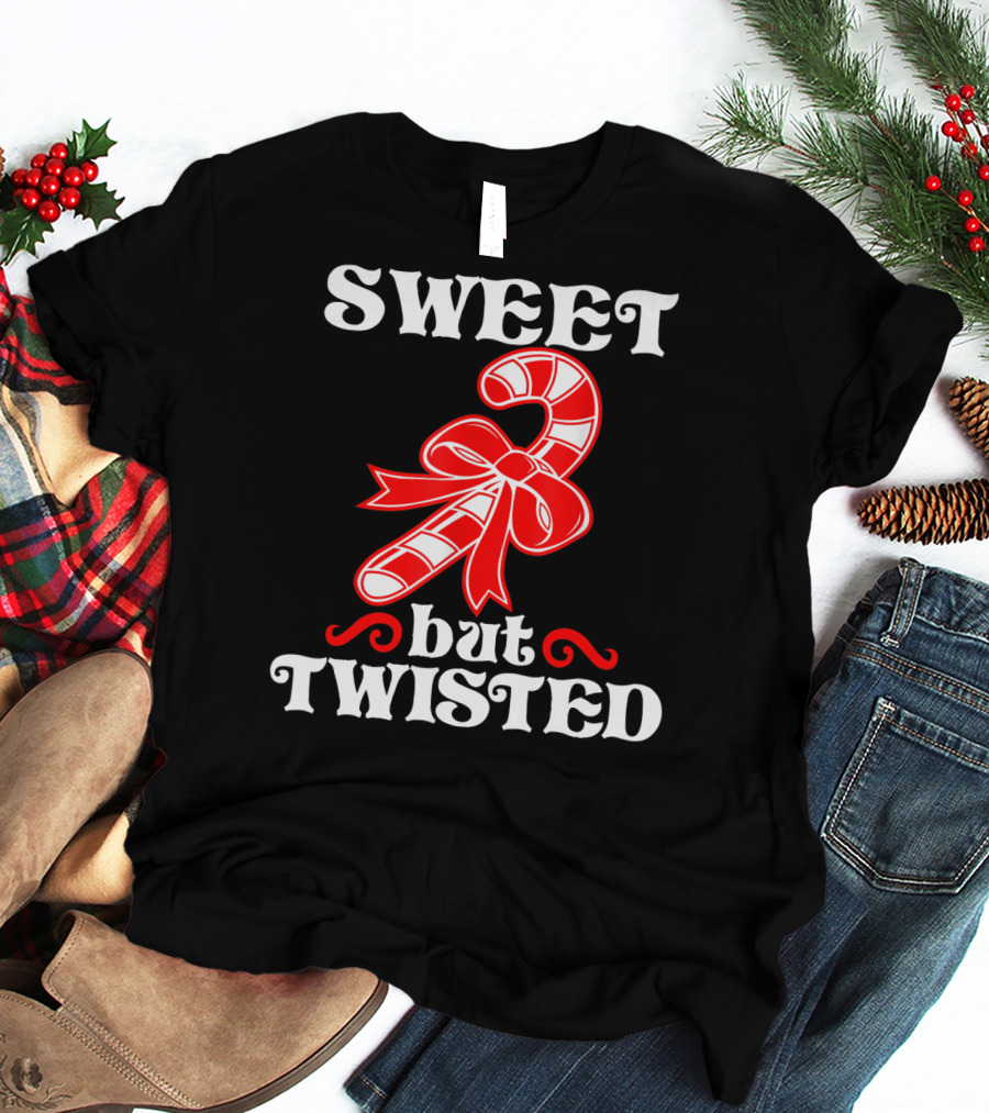 Sweet But Twisted Candy Cane Bow T-Shirt