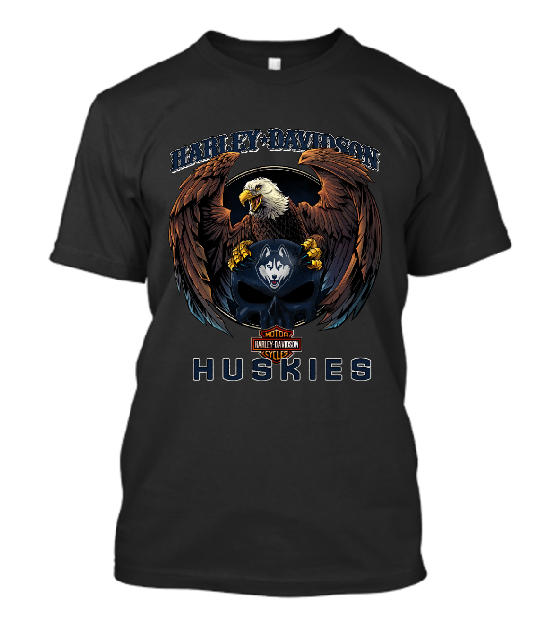 Harley Davidson Eagles Connecticut Huskies Football T-Shirt
