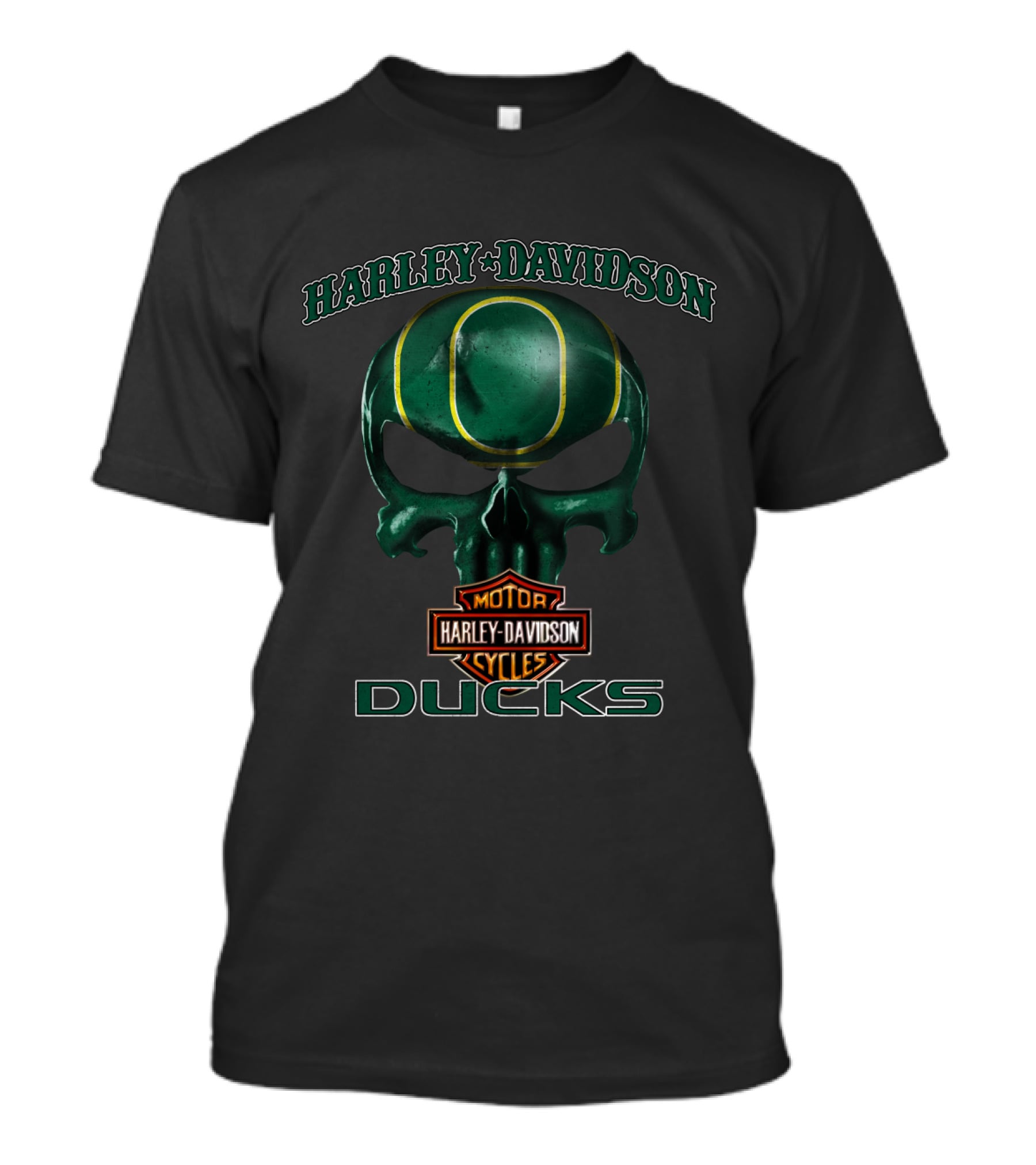 Harley Davidson Skull Oregon Ducks Motor Cycles T-Shirt