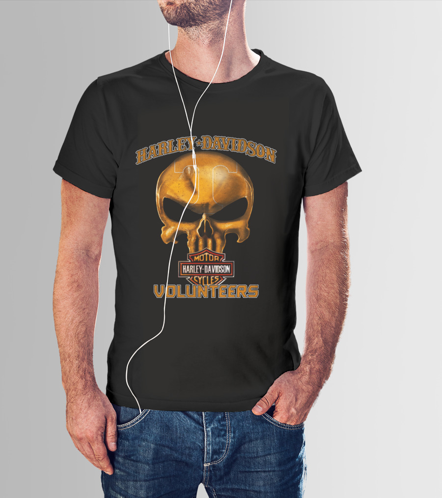 Harley Davidson Skull Tennessee Volunteers Motor Cycles T-Shirt