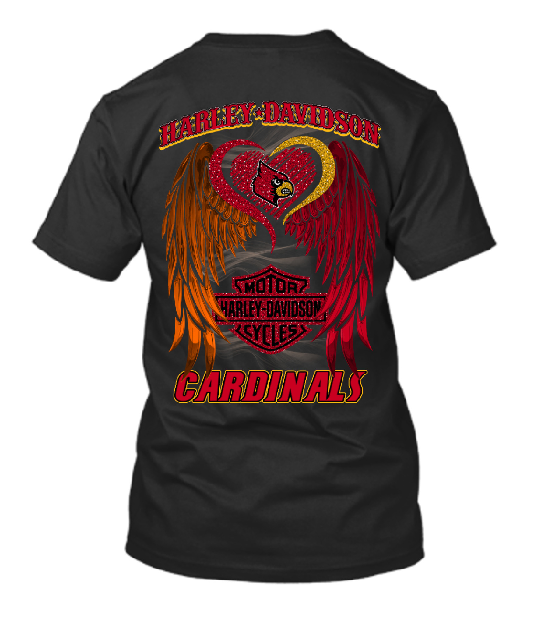 Harley Davidson Ncaa Louisville Cardinals Winged Heart T-Shirt