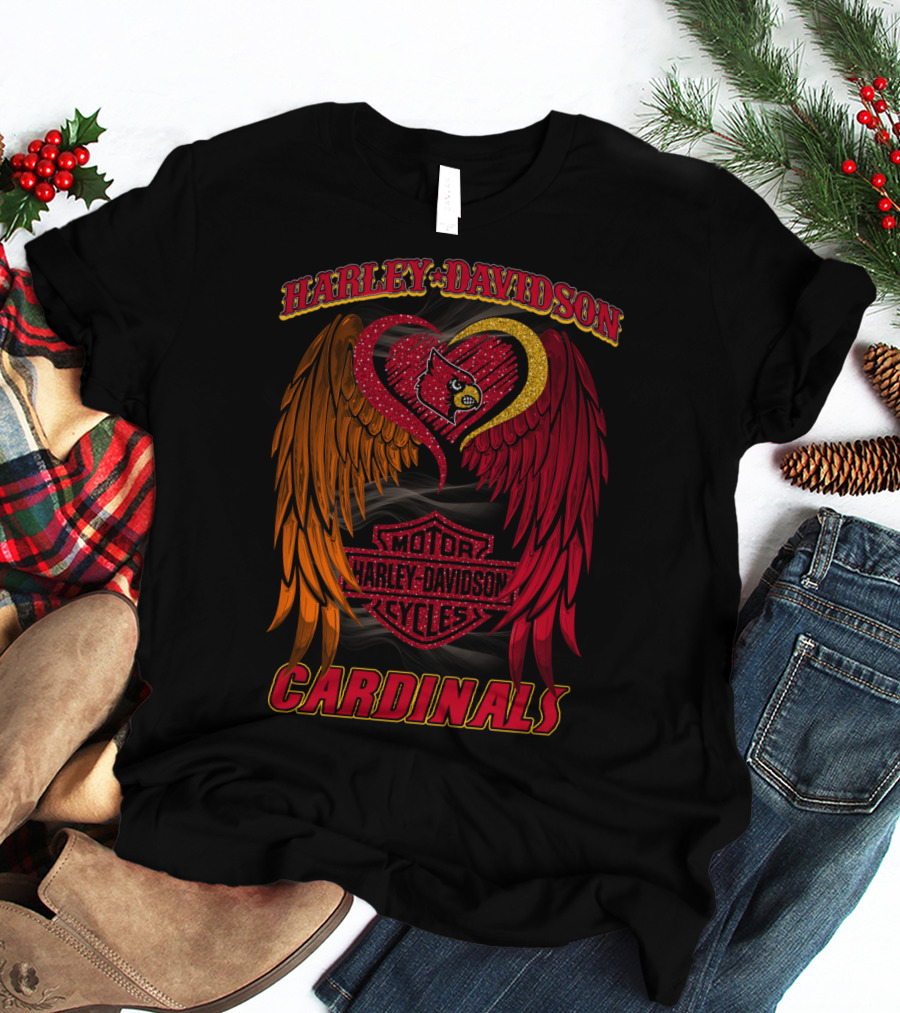 Harley Davidson Ncaa Louisville Cardinals Winged Heart T-Shirt