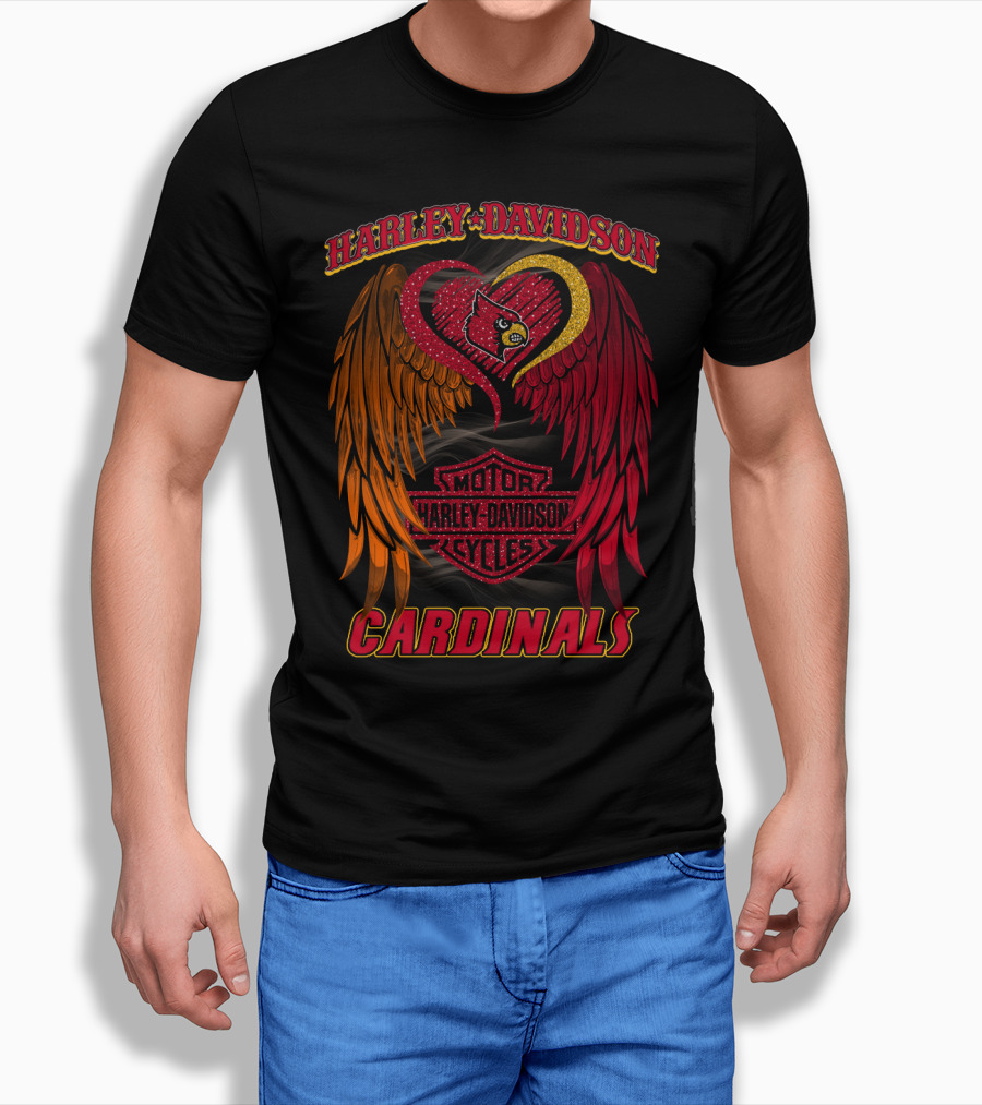 Harley Davidson Ncaa Louisville Cardinals Winged Heart T-Shirt