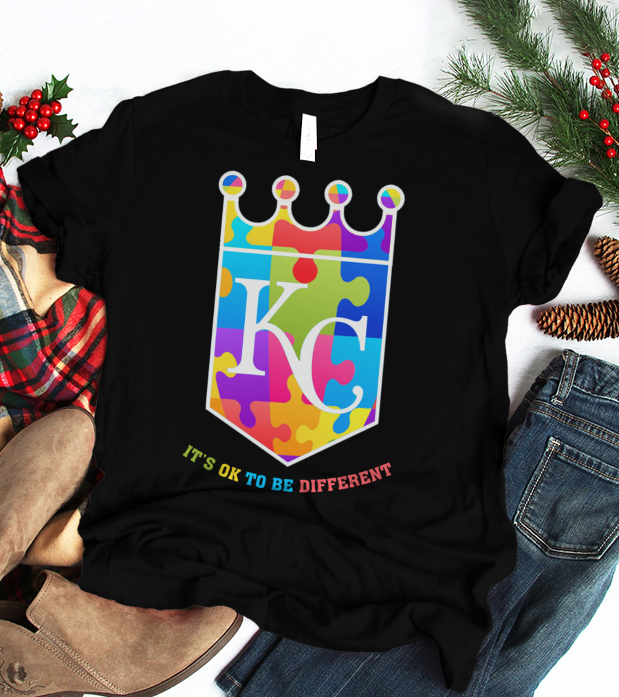 Kansas City Royals KC Puzzle Crown It's OK To Be Different T-Shirt