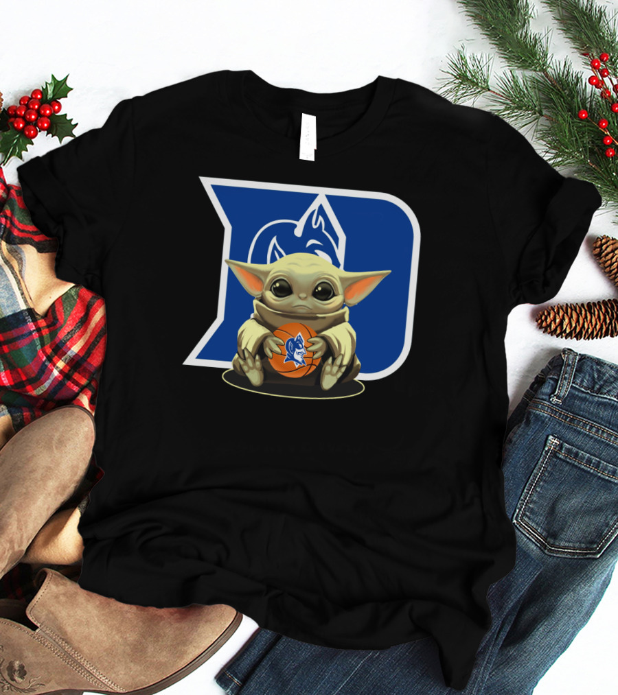 Baby Yoda Basketball With Duke Blue Devils T-Shirt