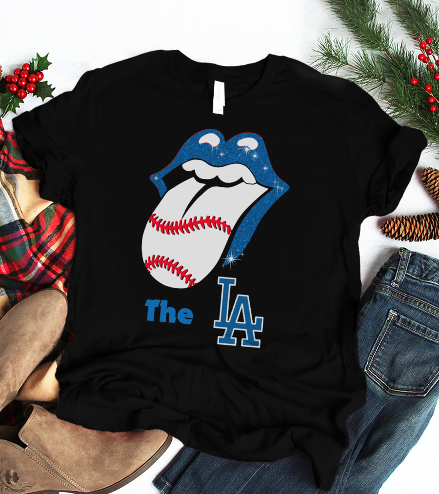 The LA Smile Dodgers Baseball Tongue T-Shirt