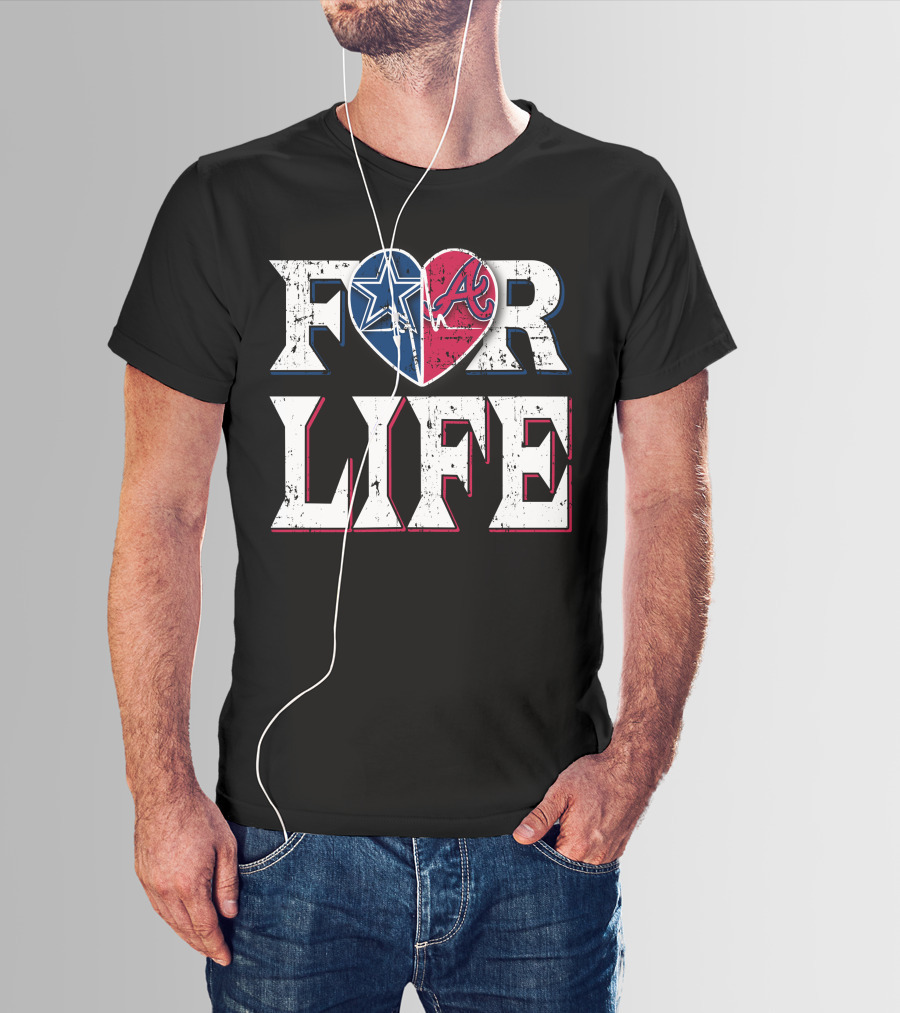 For Life Cowboys Braves Heart Logos T-Shirt