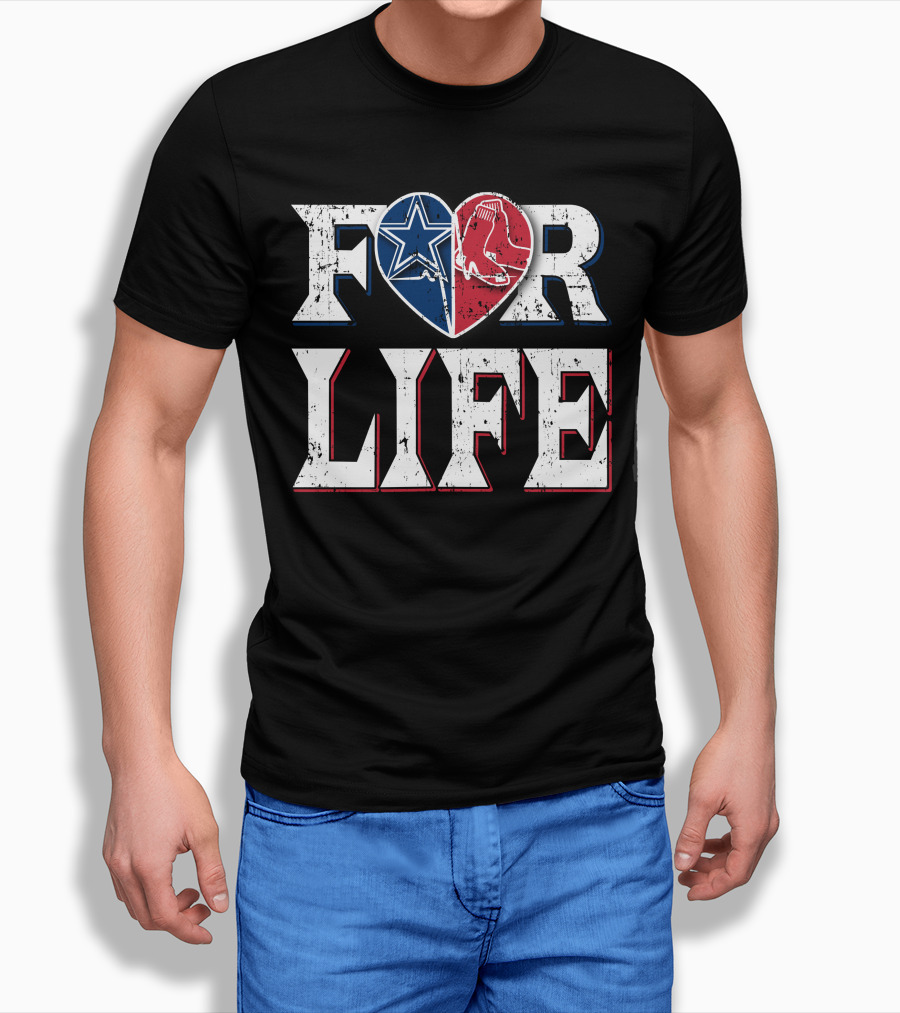 FOR LIFE COWBOYS RED SOX HEART T-Shirt