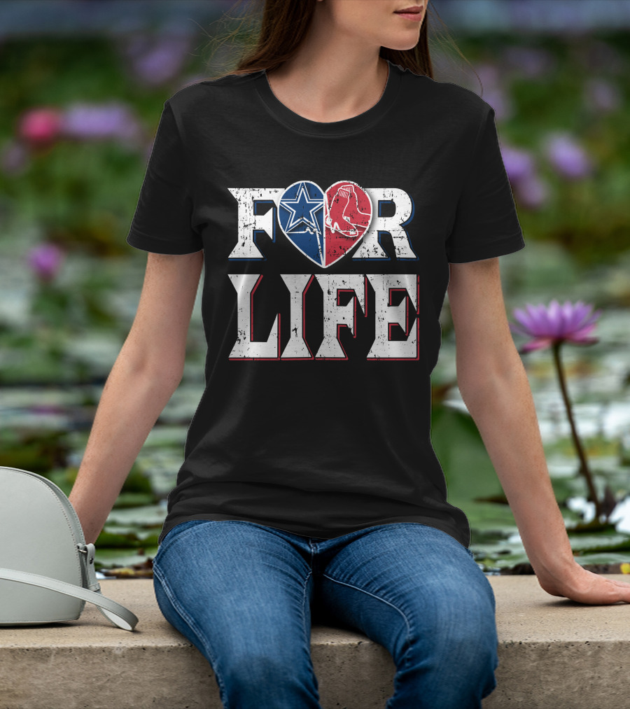 FOR LIFE COWBOYS RED SOX HEART T-Shirt
