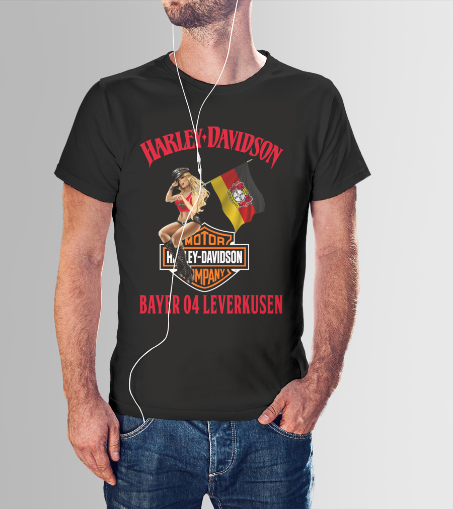 Harley Davidson Bayer 04 Leverkusen Motor Company Flag T-Shirt