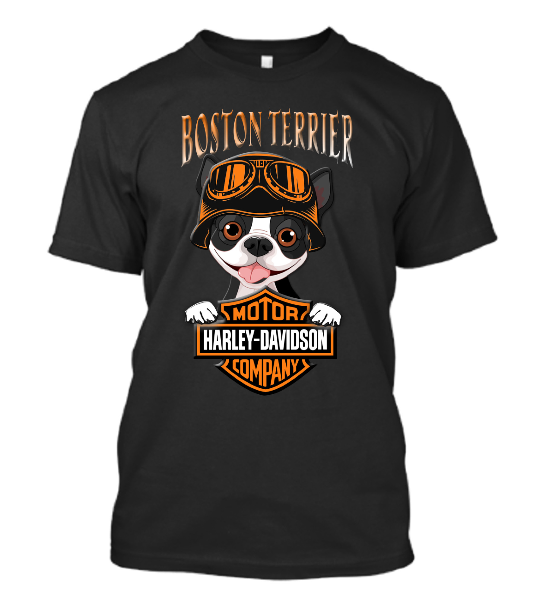 Boston Terrier Harley Davidson Motor Company Dog With Goggles T-Shirt