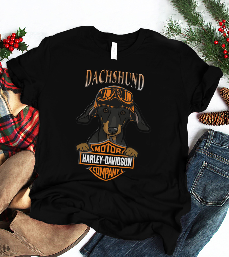Dachshund Harley Davidson Motor Company Motorcycle Goggles T-Shirt