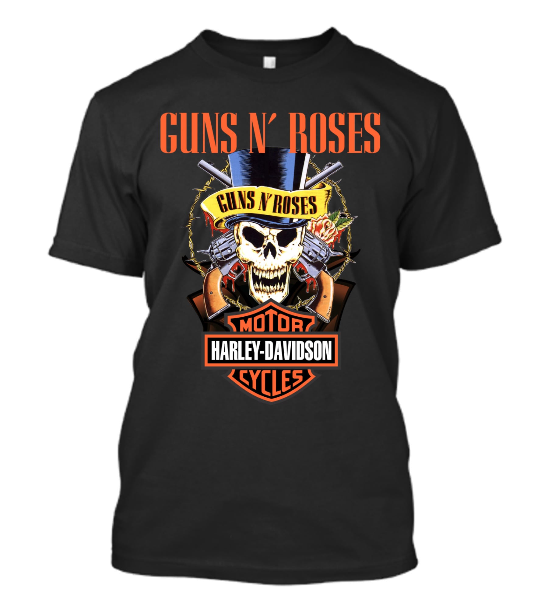 Guns N' Roses Harley Davidson Motor Cycles Skull T-Shirt