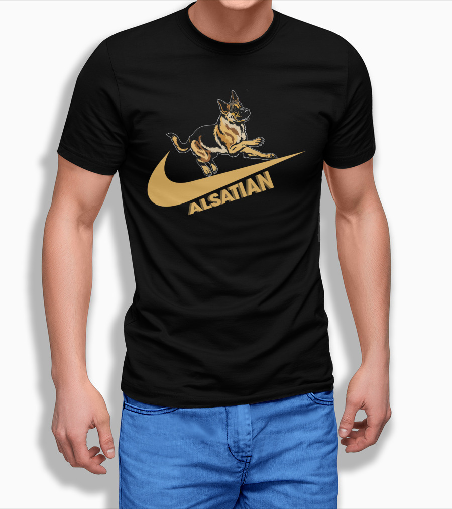 Alsatian German Shepherd Nike Style T-Shirt