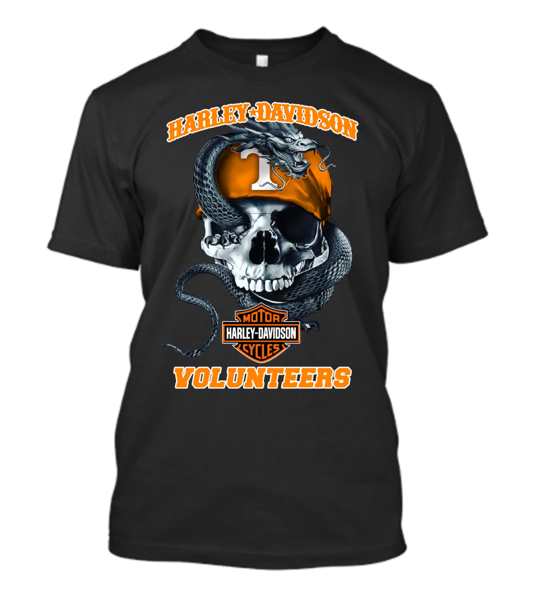Harley Davidson Tennessee Volunteers Skull And Snake Motorcycles T-Shirt