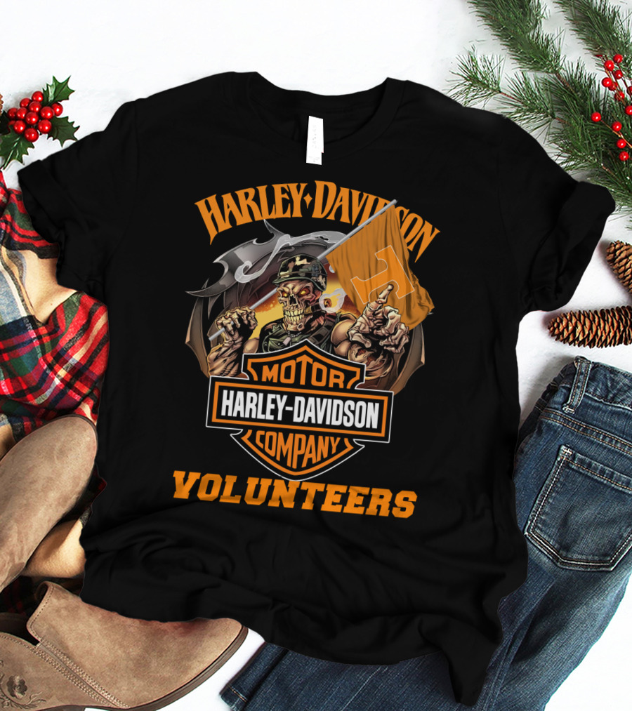 Harley Davidson Motor Company Tennessee Volunteers Skeleton T-Shirt