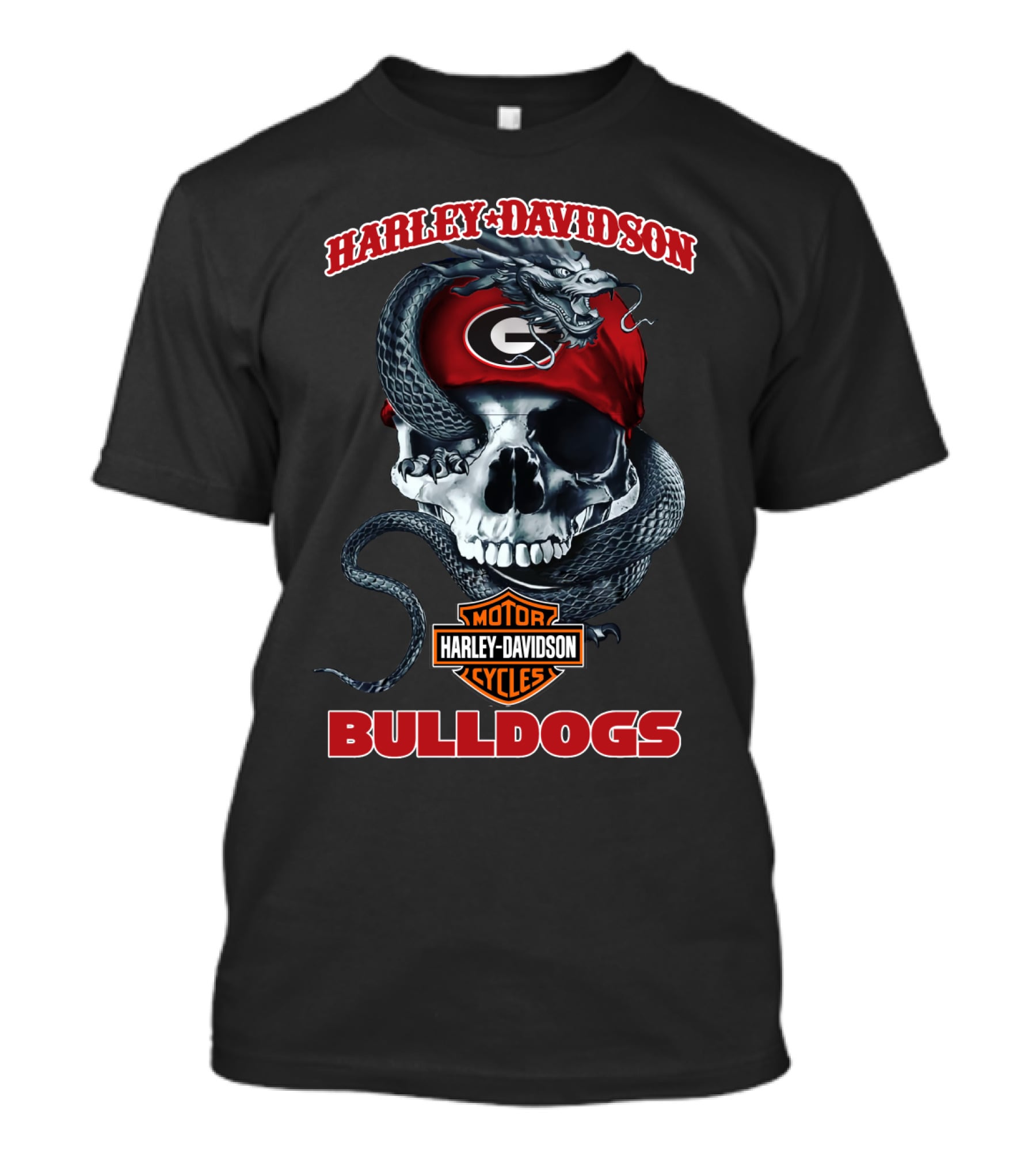 Harley Davidson Georgia Bulldogs Skull And Snake T-Shirt