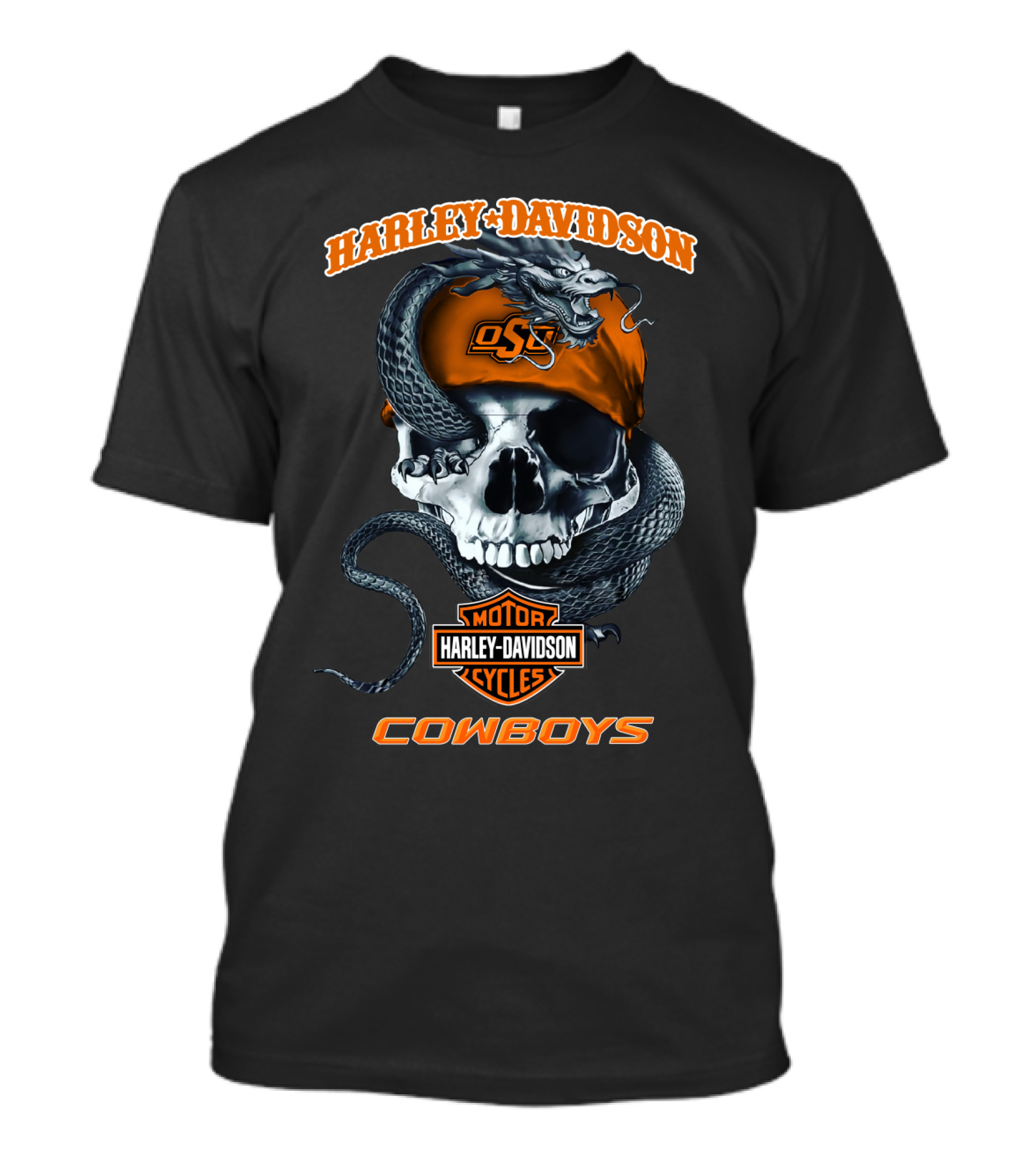 Harley Davidson Motor Cycles Osu Skull Cowboy Oklahoma State Cowboys T-Shirt