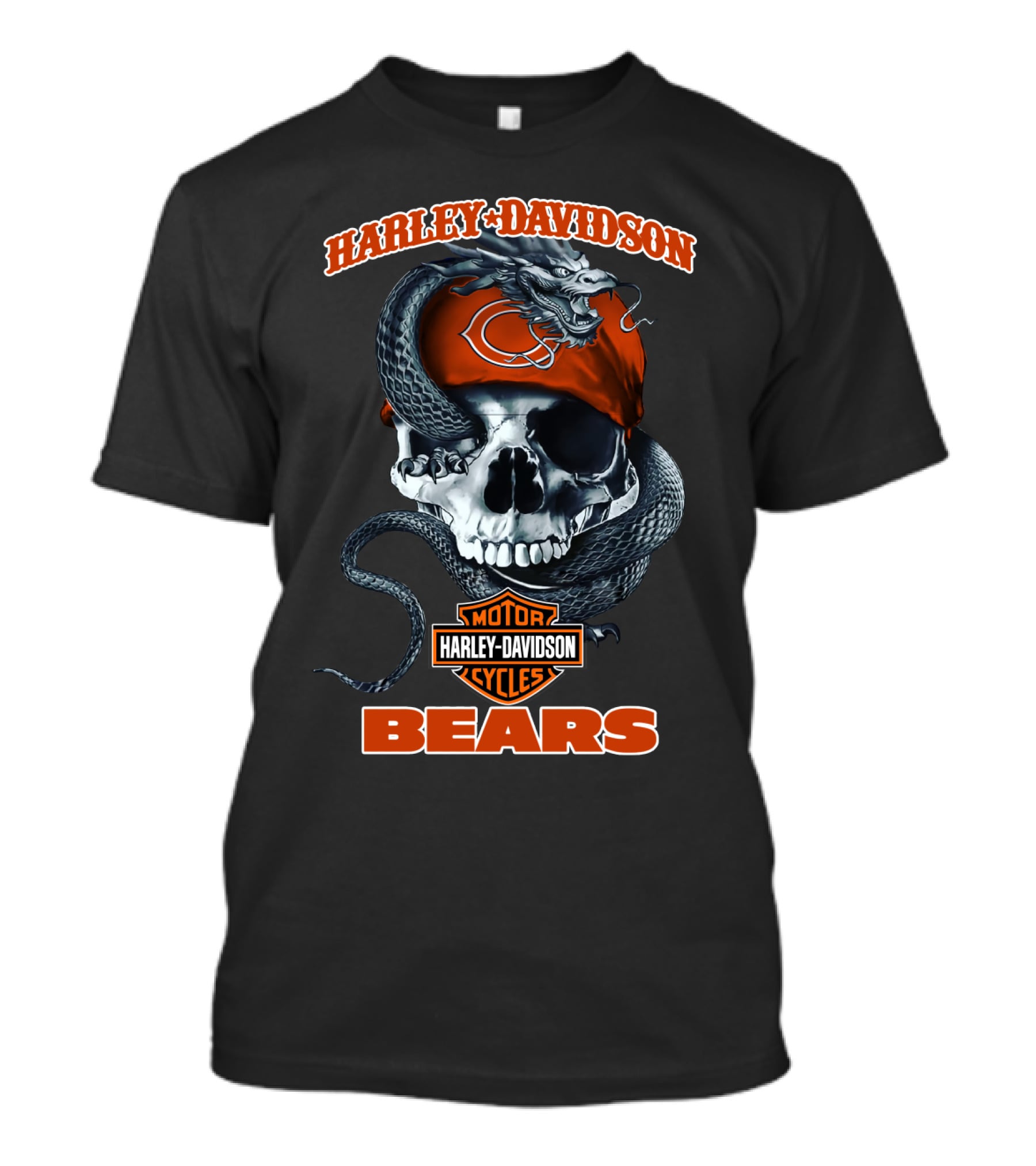 Harley Davidson Chicago Bears Skull Snake T-Shirt