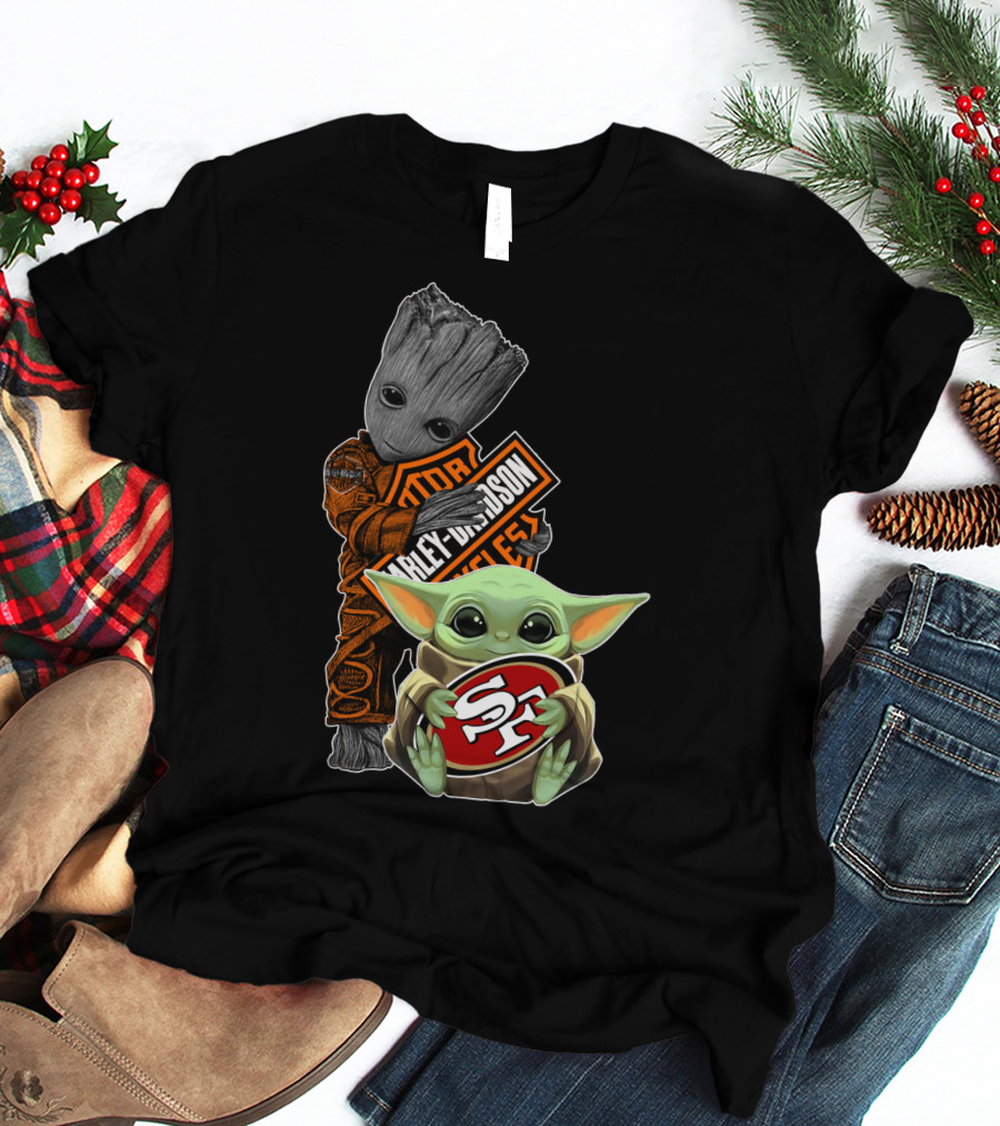 Groot Harley Davidson San Francisco 49ers Baby Yoda T-Shirt