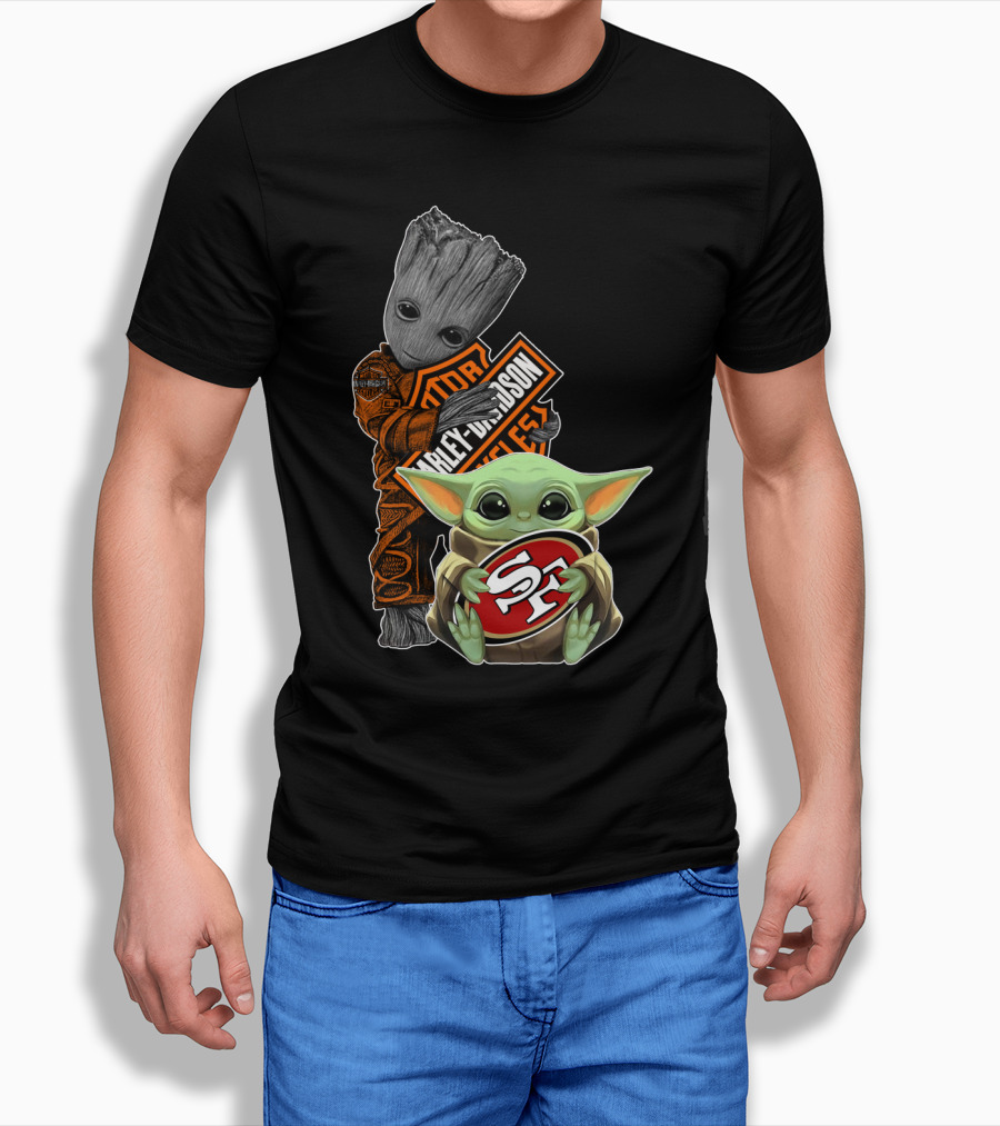 Groot Harley Davidson San Francisco 49ers Baby Yoda T-Shirt