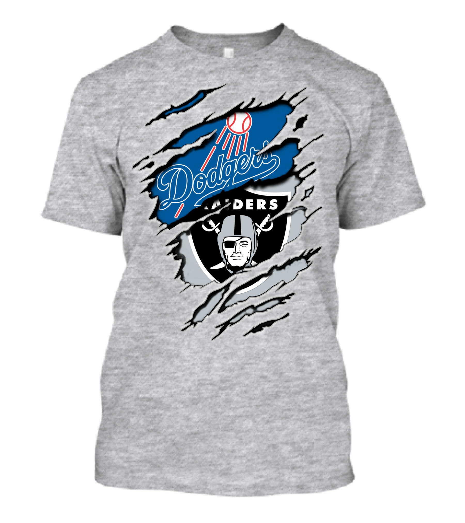 Dodgers Raiders Dual Logo Fan Tribute T-Shirt