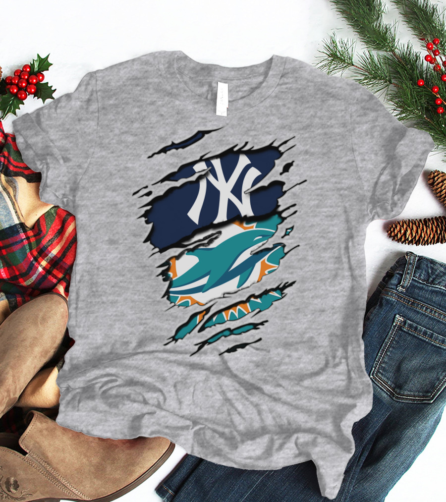 Yankees Dolphins Logo Mashup T-Shirt