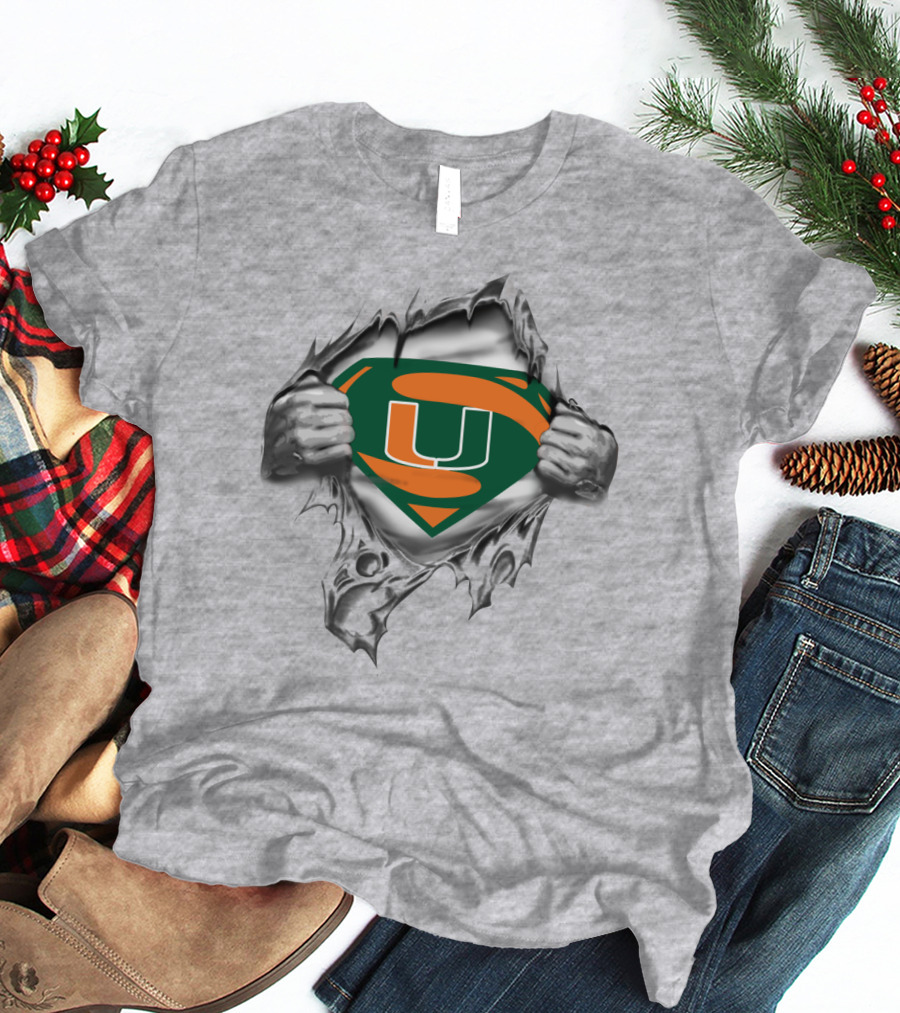 Miami Hurricanes Super U Logo Ripped Chest T-Shirt