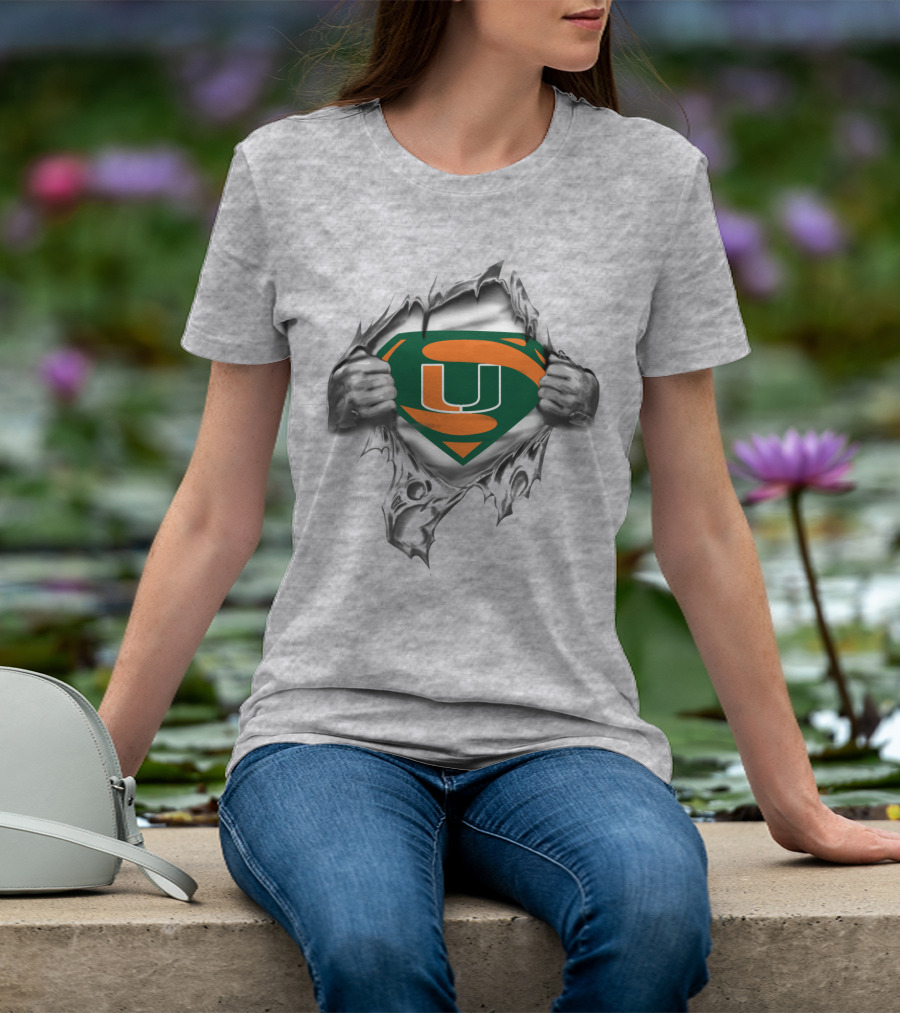 Miami Hurricanes Super U Logo Ripped Chest T-Shirt