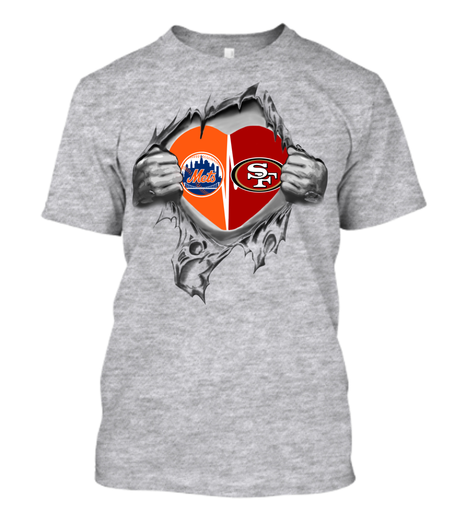 49Ers Mets Heart Logo Showing Fan Allegiance T-Shirt