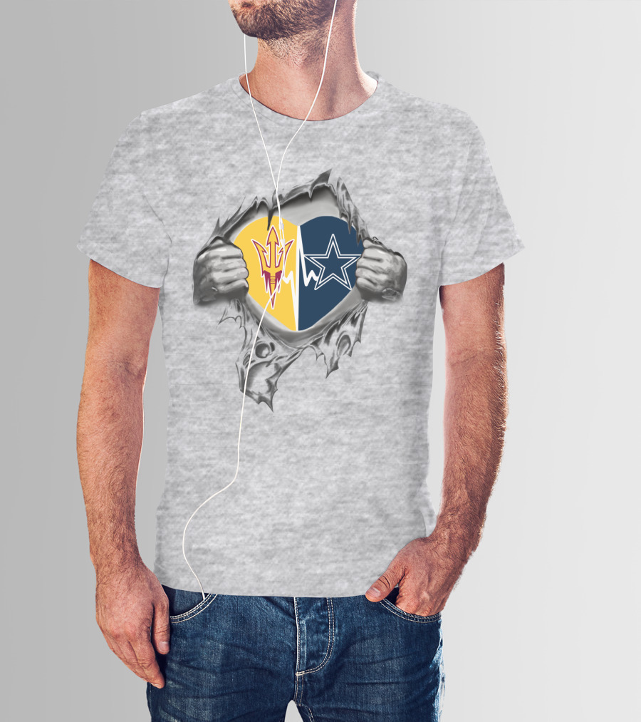 Arizona State Sun Devils And Dallas Cowboys Heart T-Shirt