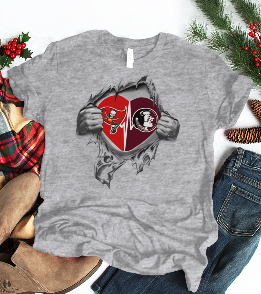 Buccaneers Seminoles Heartbeat Loyalty Unveiled T-Shirt