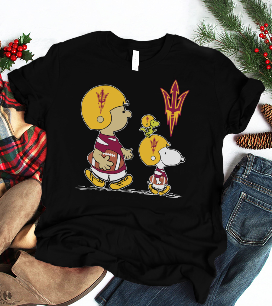 Arizona State Peanuts Football Trio Helmet T-Shirt