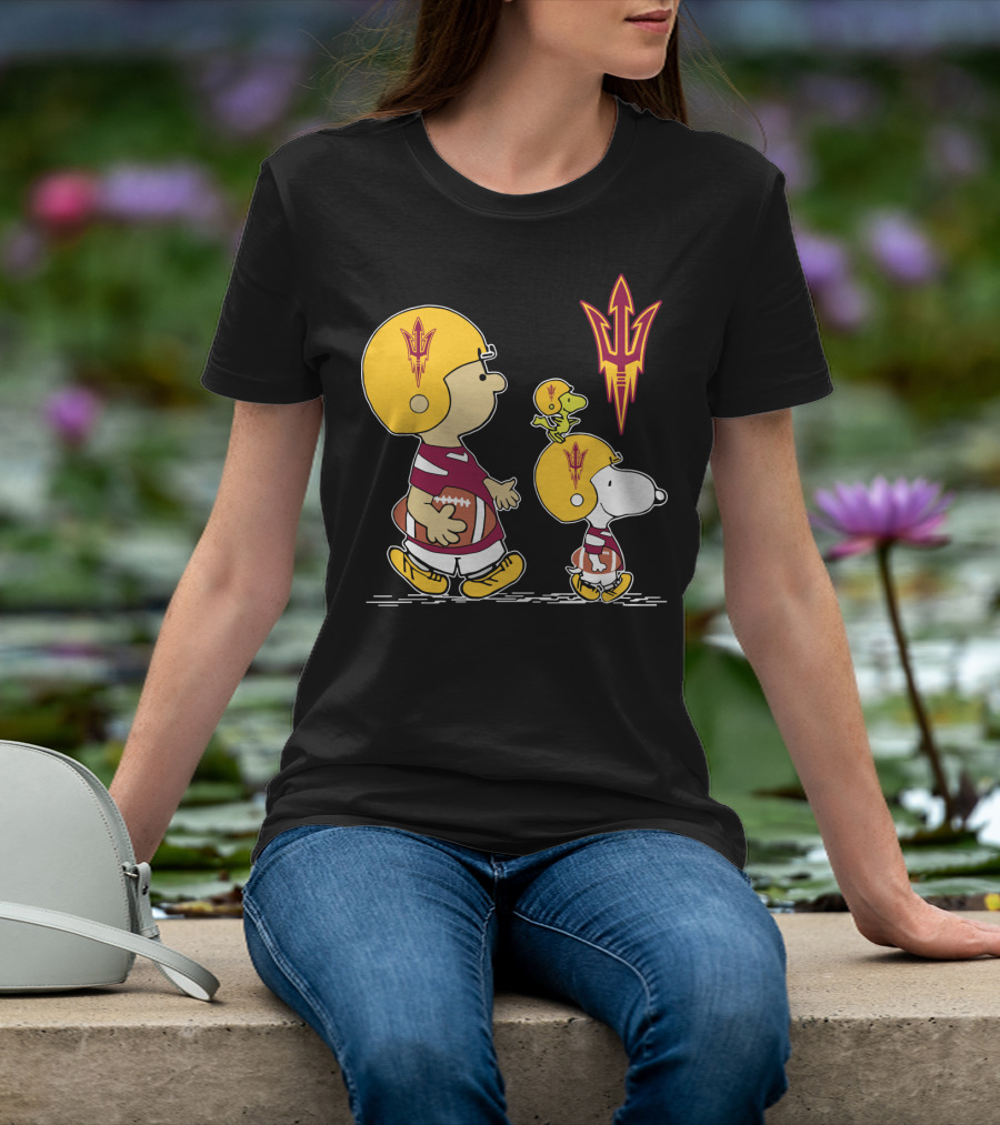 Arizona State Peanuts Football Trio Helmet T-Shirt