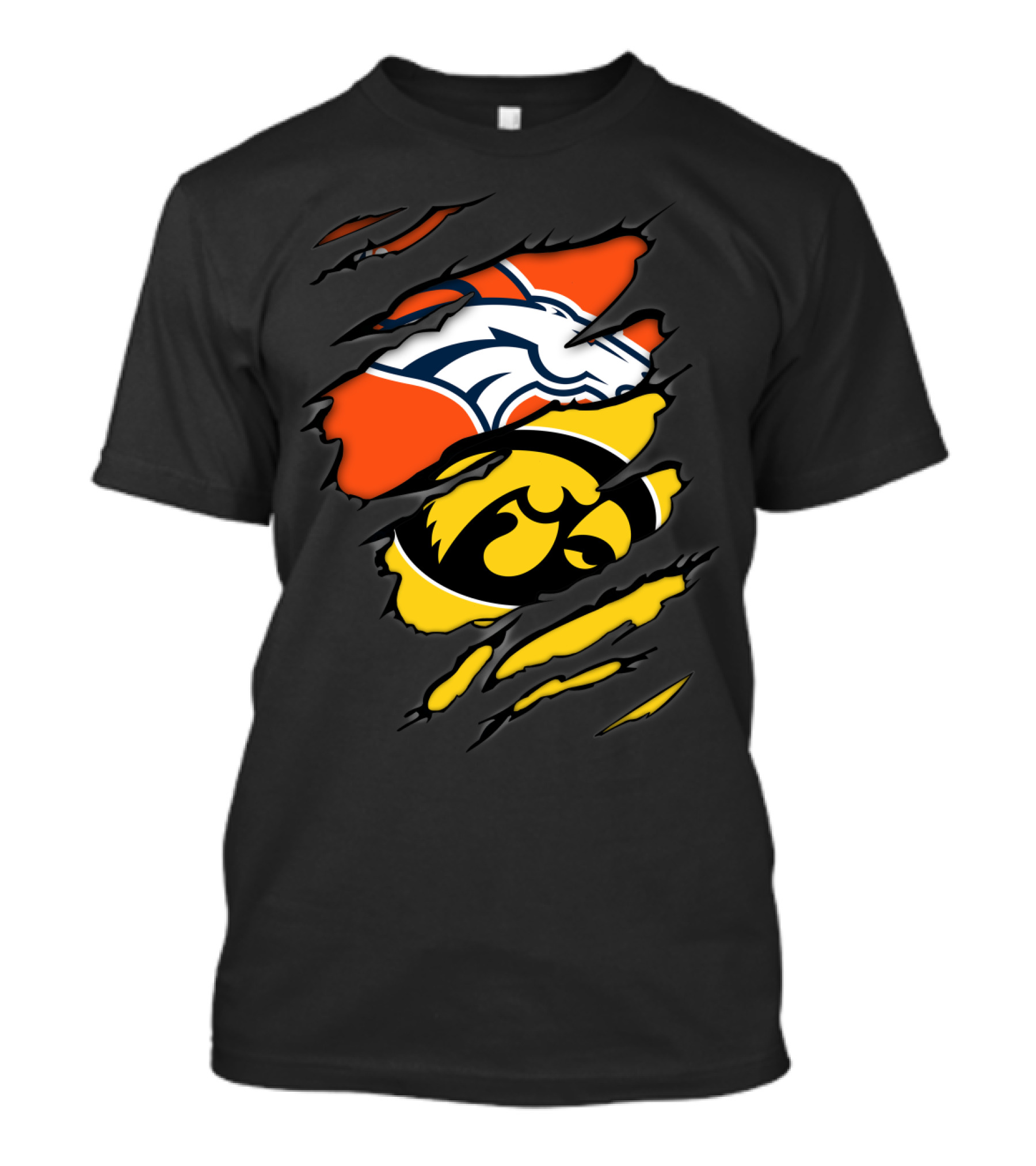 Broncos Iowa Hawkeyes Rip Claw T-Shirt