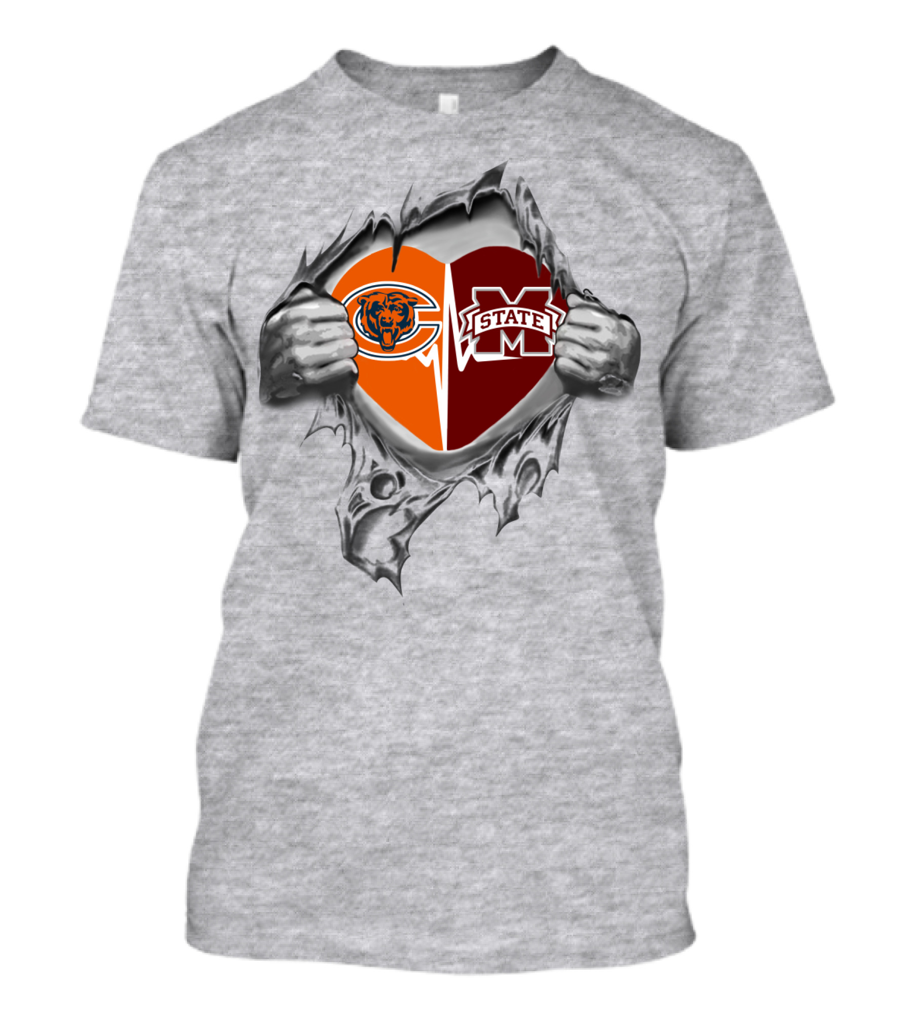 Chicago Bears Mississippi State Heart T-Shirt