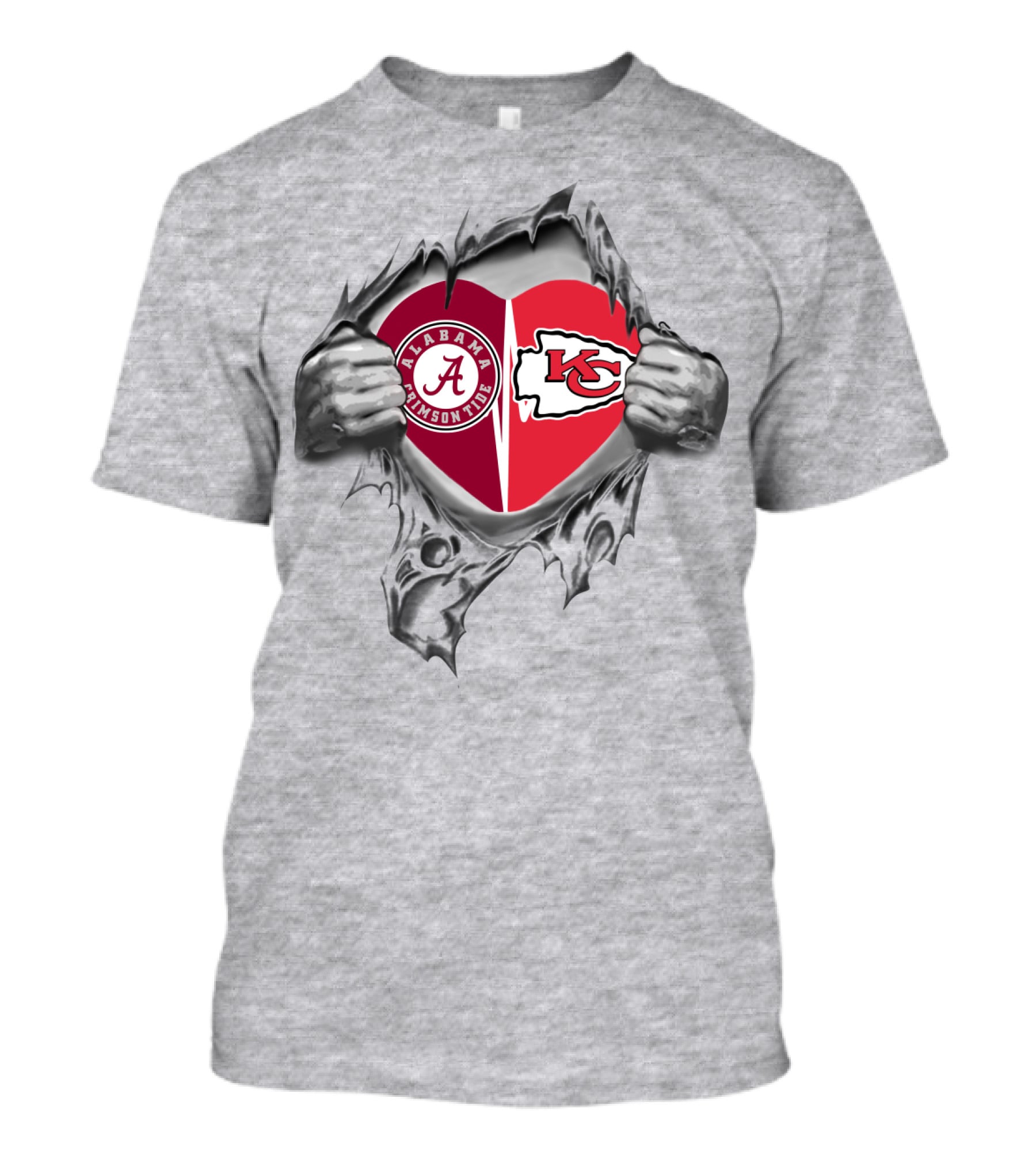 Alabama Crimson Tide KC Chiefs Heart T-Shirt