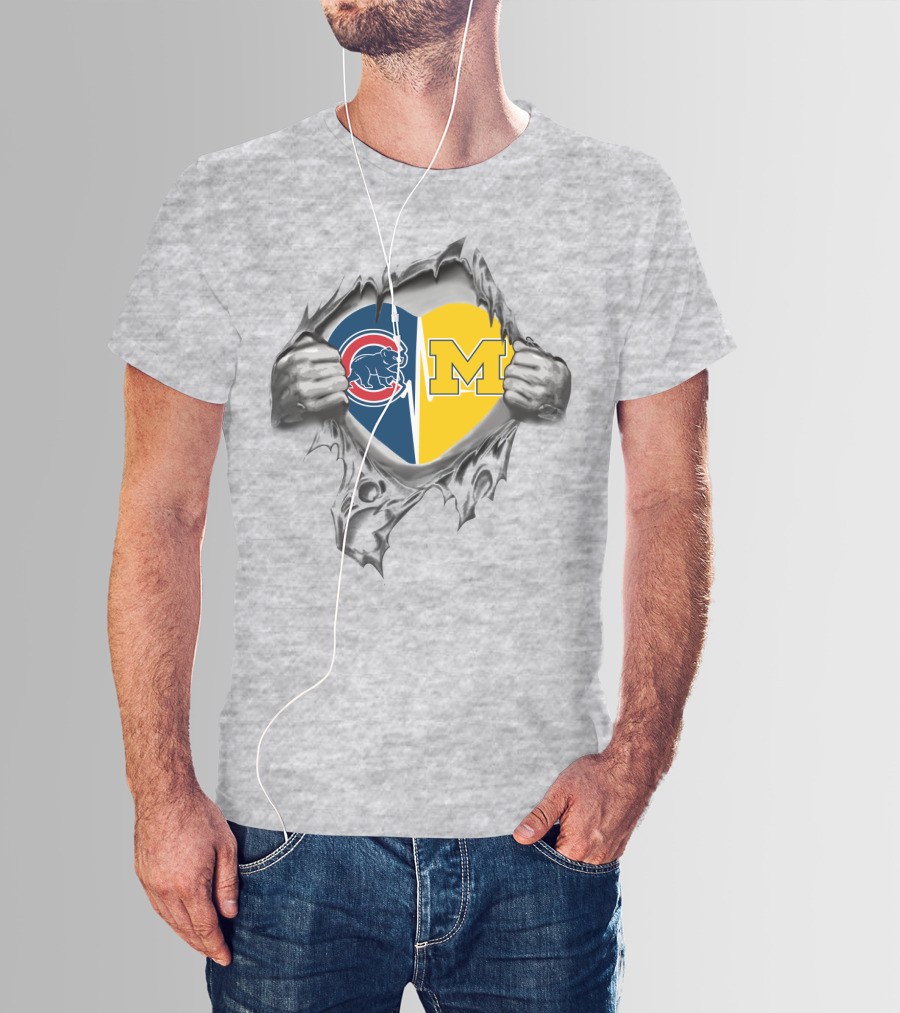 Cubs Michigan Heart Hands Ripping T-Shirt