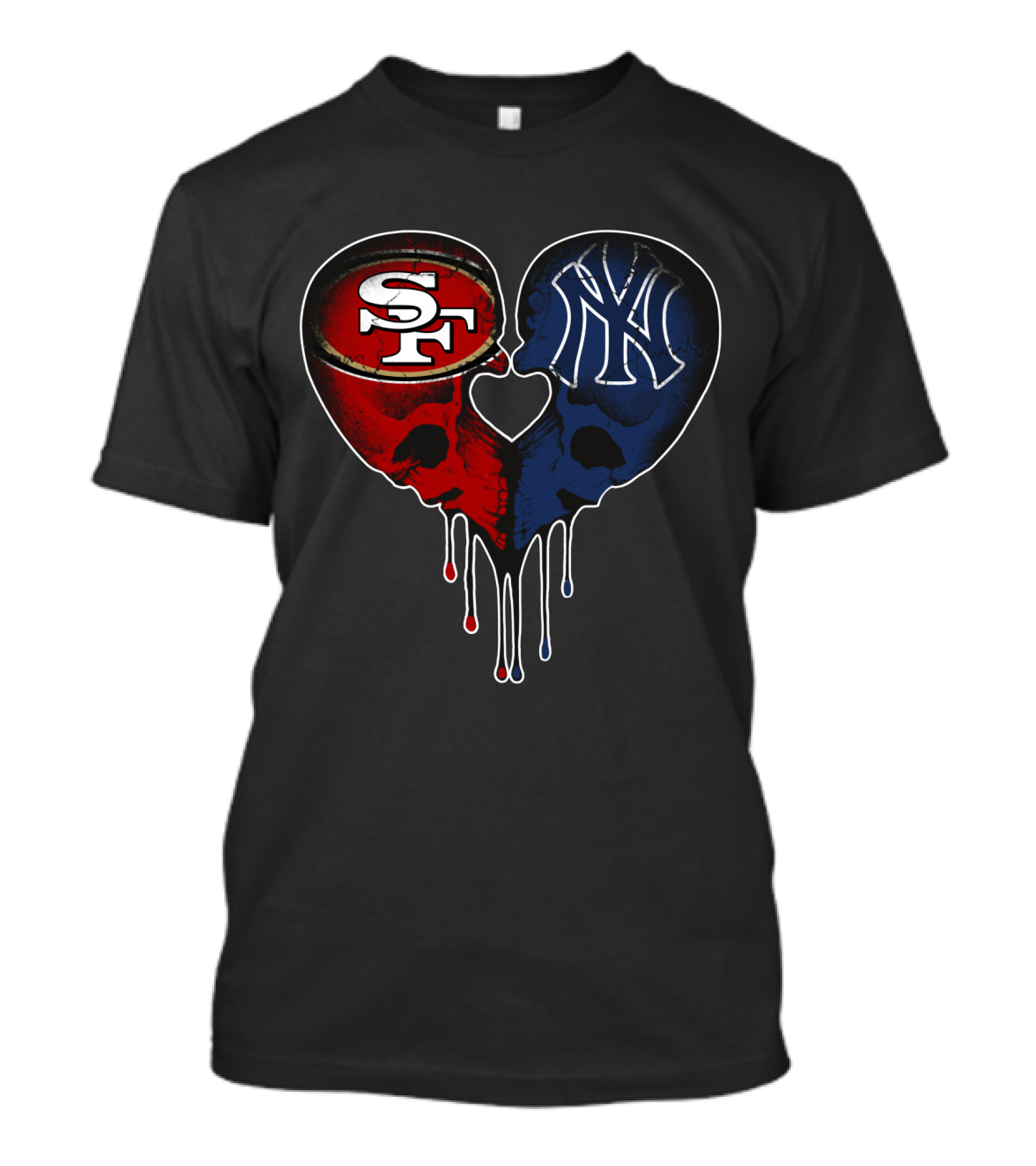49Ers Yankees Skull Heart T-Shirt