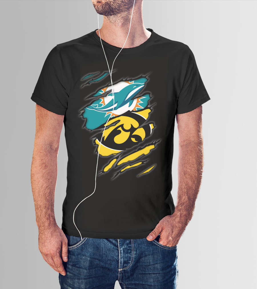Miami Dolphins Iowa Hawkeyes Torn Claw T-Shirt