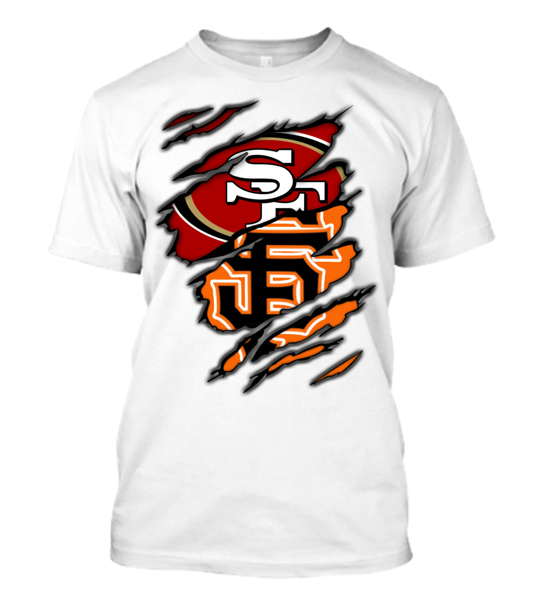 49Ers SF Giants Logos Rip T-Shirt