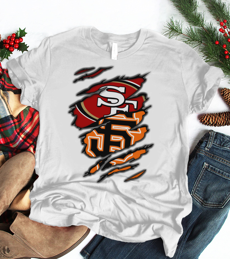 49Ers SF Giants Logos Rip T-Shirt